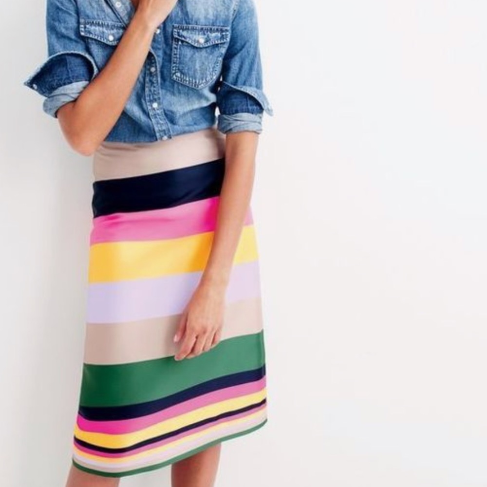 Crew Pop Stripe A Line Midi Skirt